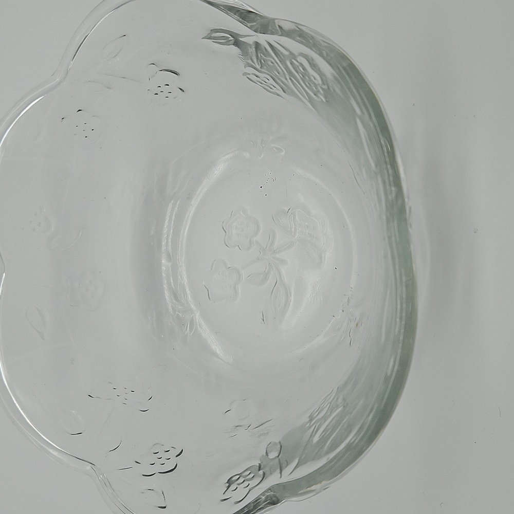 Anchor Hocking Savannah Savannah Clear Glass Floral pattern Bowl And Plate